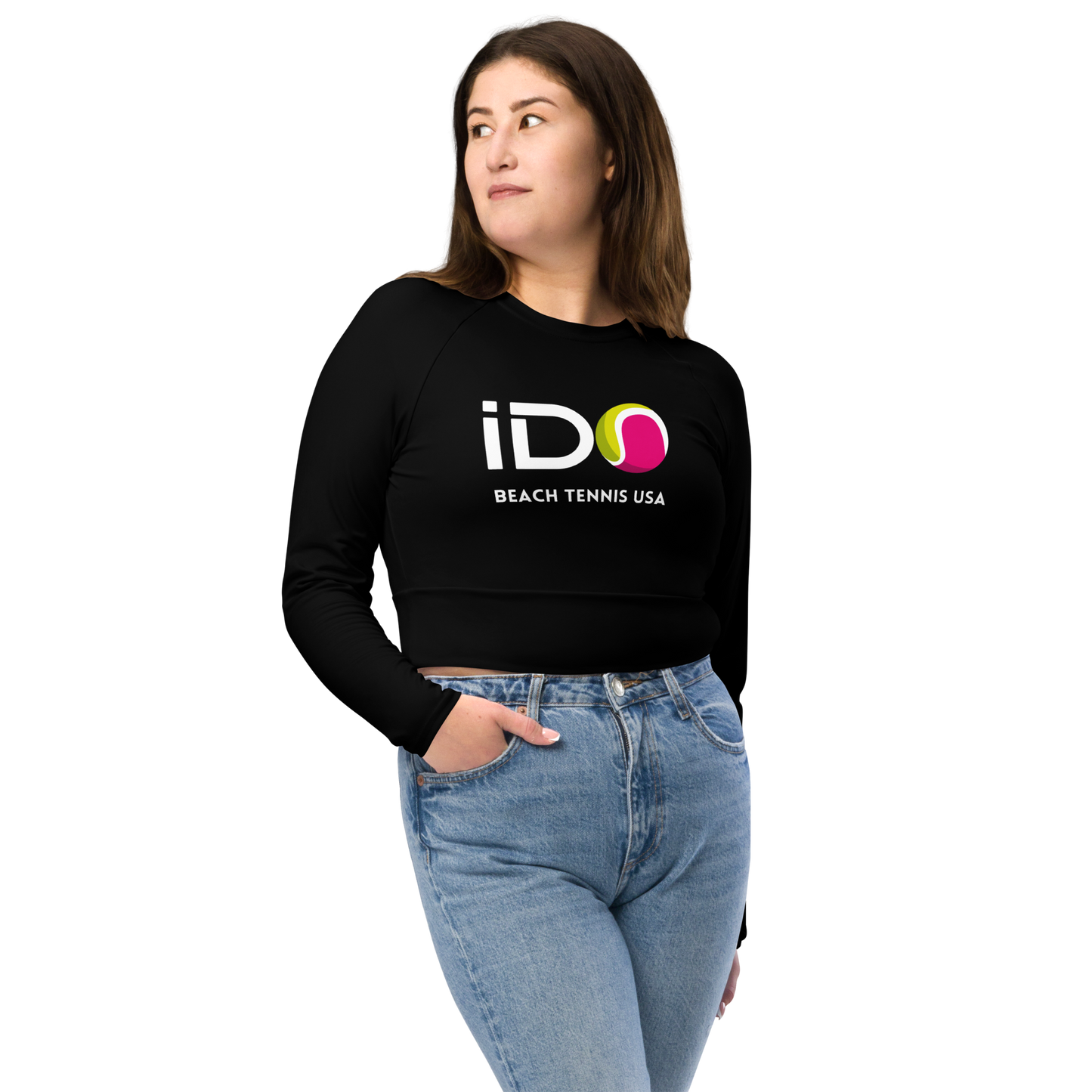 I DO BEACH TENNIS Recycled long-sleeve crop top